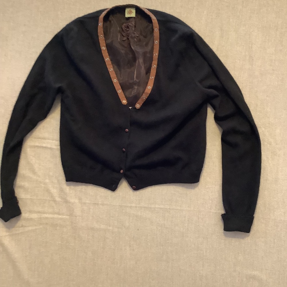 Anthropologie Sparrow Black Wool Silk Cashmere Blend Cardigan Sweater Large